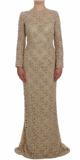 Dolce & Gabbana Beige Floral Lace Sheath Maxi Dress -   -  Dolce & Gabbana.